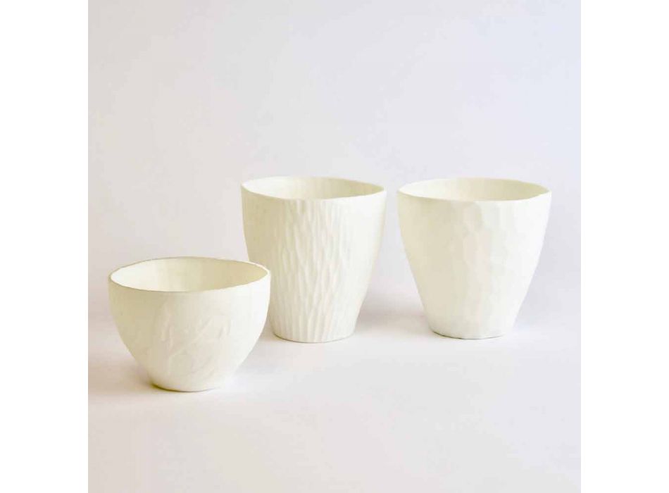 Designový svícen ze zdobeného bílého porcelánu 3 kusy - Arcireale Viadurini