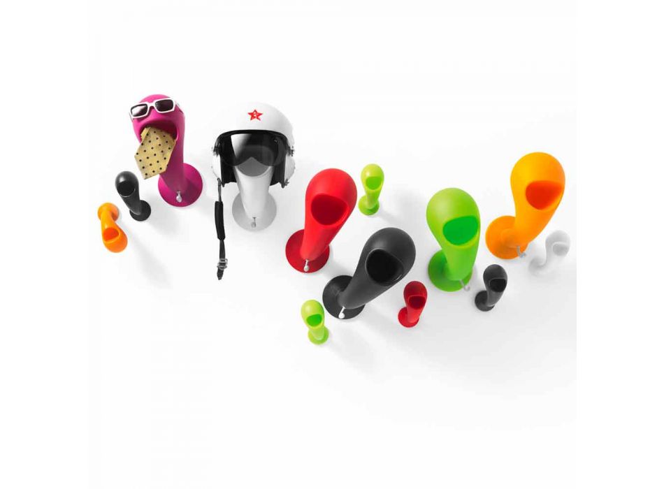 Držák na přilbu nebo barevný nástěnný věšák, 6 kusů - Crazy Head od Myyour Viadurini