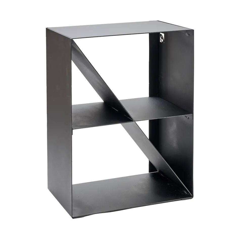 Držák na palivové dříví se šikmou lištou z černě lakované oceli Made in Italy - Fiamme Viadurini