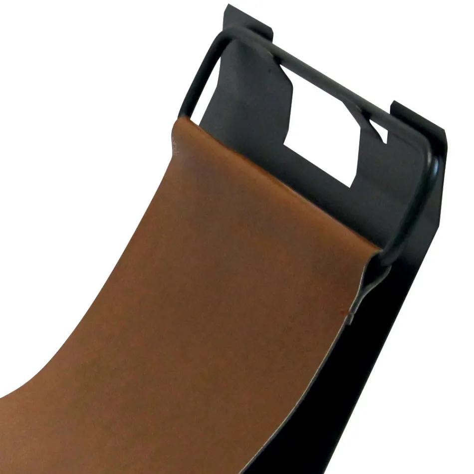 Dřevěný držák s bočními držadly v hnědé ekokůži Made in Italy - Butterfly Viadurini