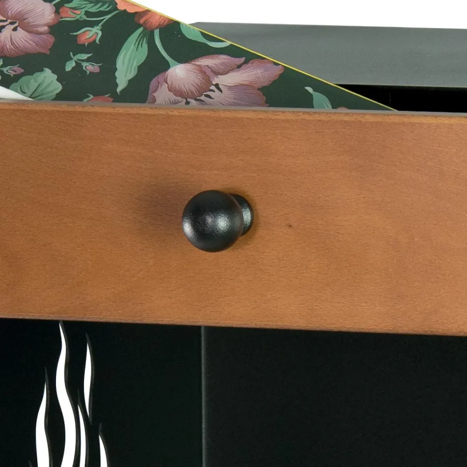 Dřevěný držák s kolečky a horní zásuvkou Made in Italy - Polare Viadurini