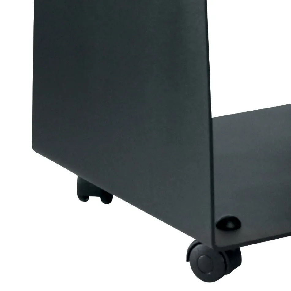 Dřevěný držák s kolečky a rukojetí vyrobený z kovu Made in Italy - Racek Viadurini