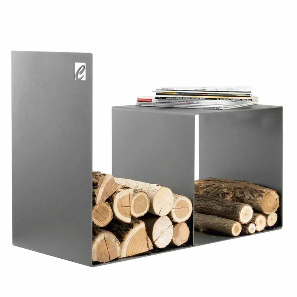 Vnitřní dřevěný držák z barevné oceli s konferenčním stolkem vyrobeným v Itálii - Cecio Viadurini