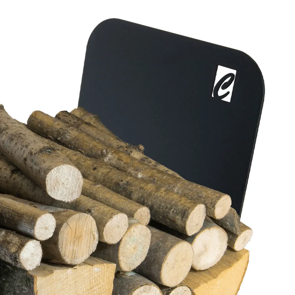 Vnitřní ocelový držák palivového dřeva se 3 doplňky vyrobený v Itálii - Nelumbo Viadurini