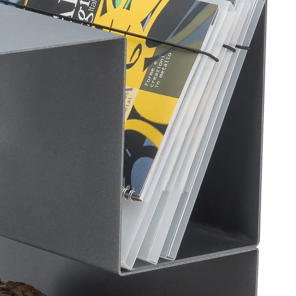 Designový držák polena pro interiér v šedé oceli Made in Italy - Tramontana Viadurini