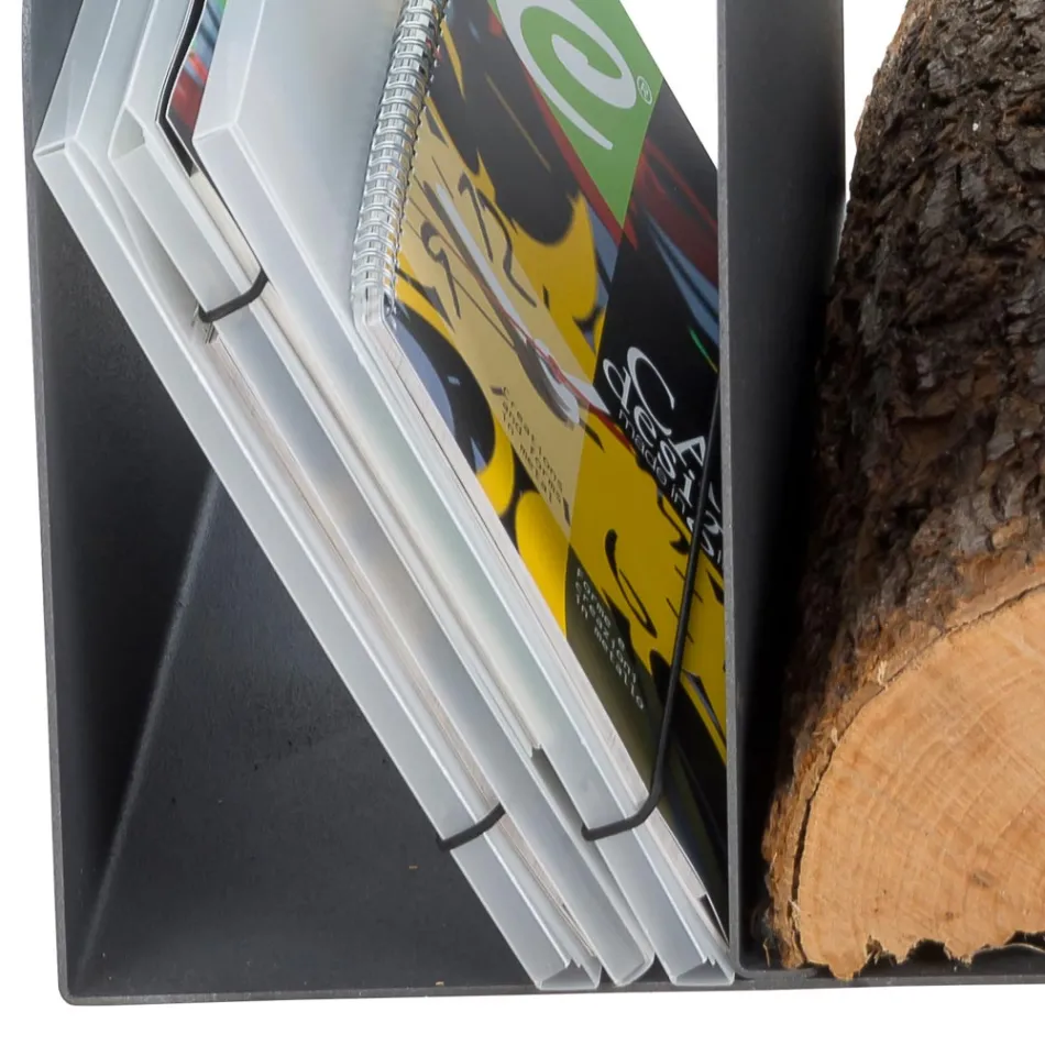 Designový držák polena pro interiér v šedé oceli Made in Italy - Tramontana Viadurini