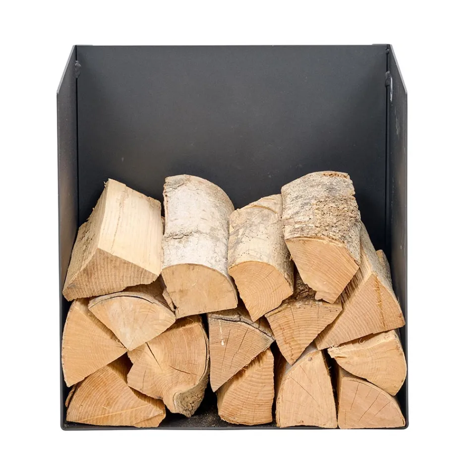 Držák na palivové dřevo z černě lakované oceli Made in Italy - Fiamme Viadurini