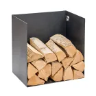 Držák na palivové dřevo z černě lakované oceli Made in Italy - Fiamme Viadurini