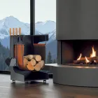 Dřevěný držák z ekokůže a kovu se 4 doplňky Made in Italy - Camel Viadurini