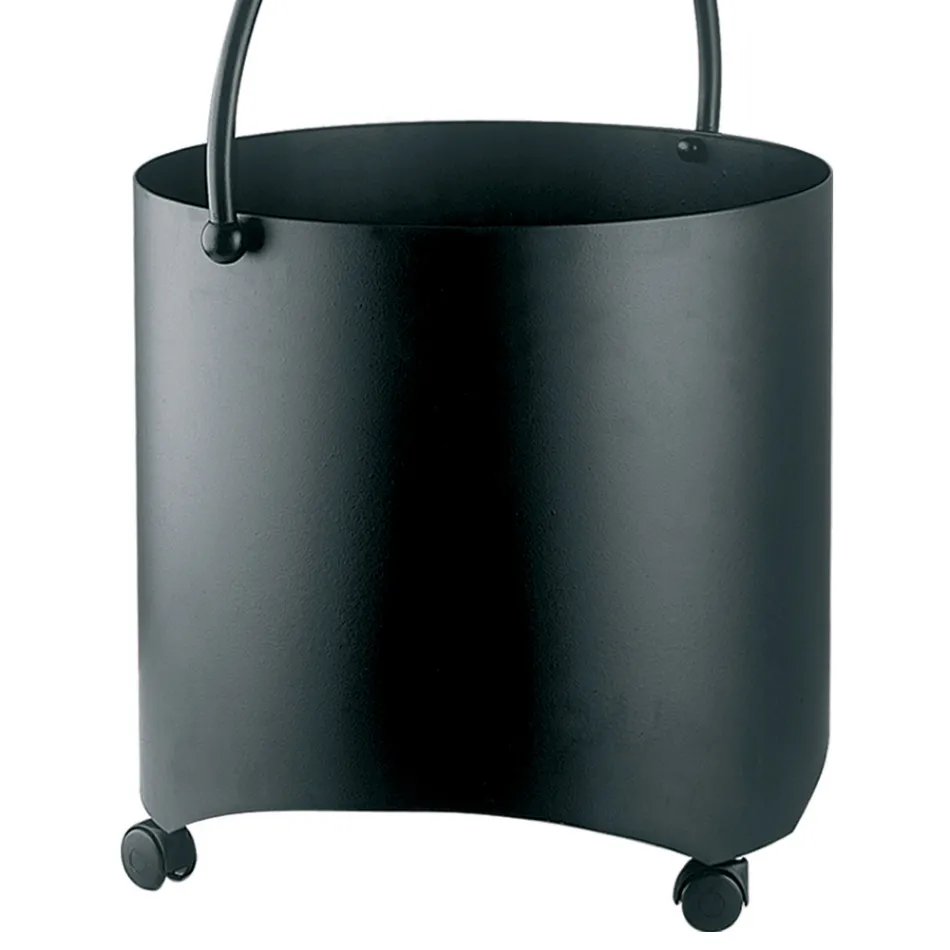 Kovový držák na polena s horní rukojetí a kolečky Made in Italy - Bison Viadurini