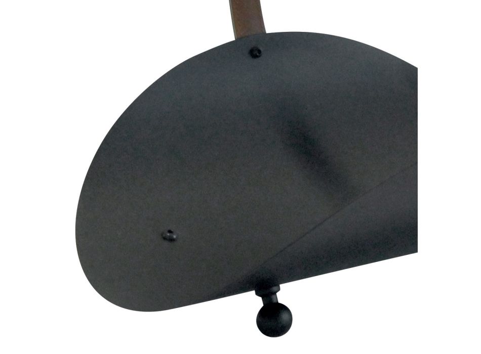 Černý kovový dřevěný držák s koženou rukojetí Made in Italy - Antilopa Viadurini