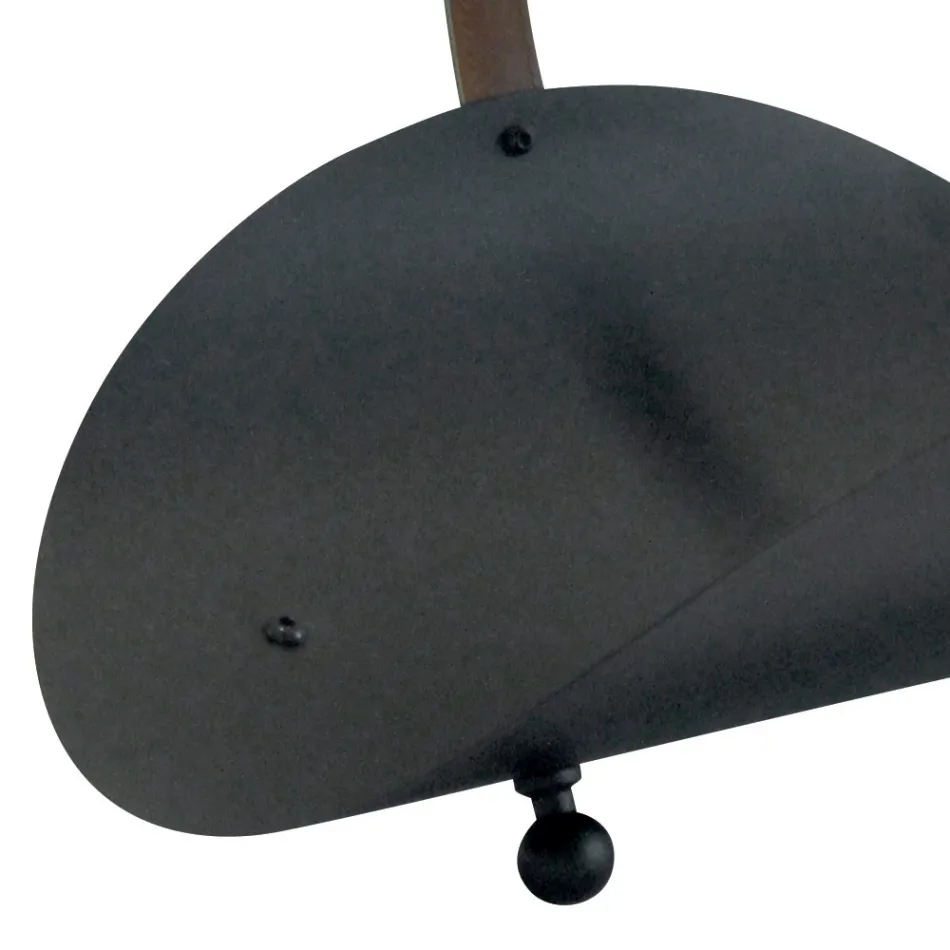 Černý kovový dřevěný držák s koženou rukojetí Made in Italy - Antilopa Viadurini