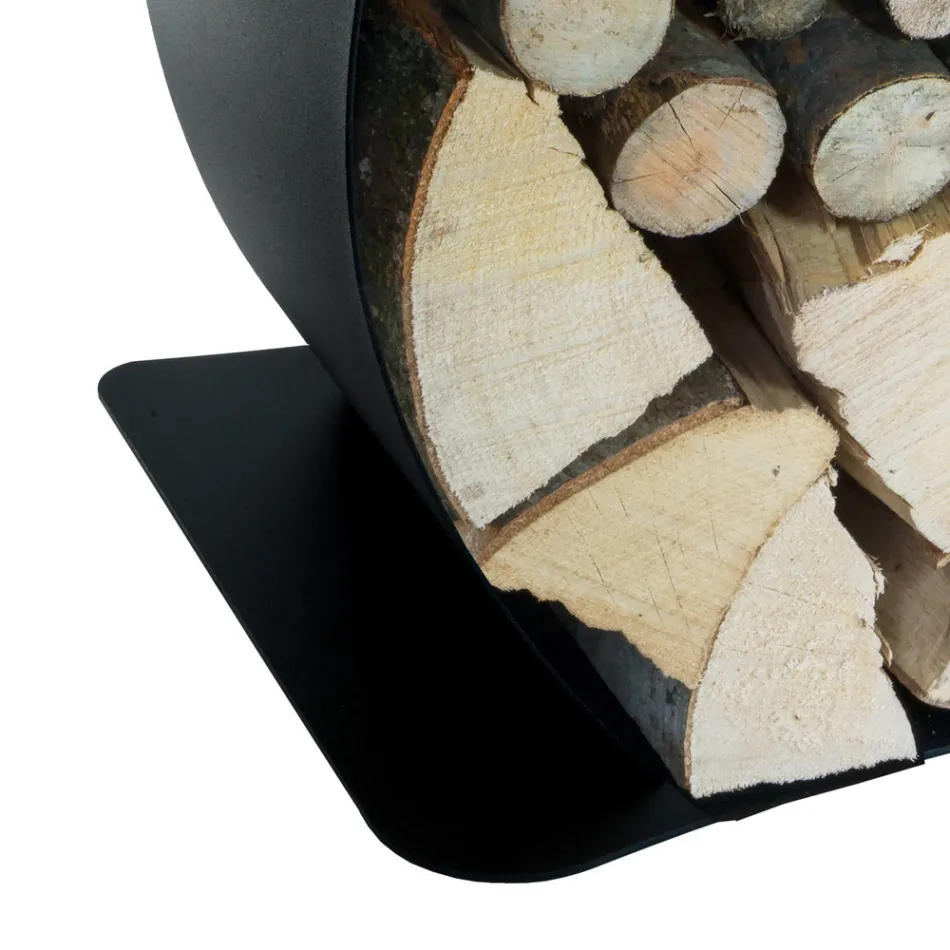 Vnitřní držák palivového dřeva z lakované oceli vyrobený v Itálii - Leopoldo Viadurini