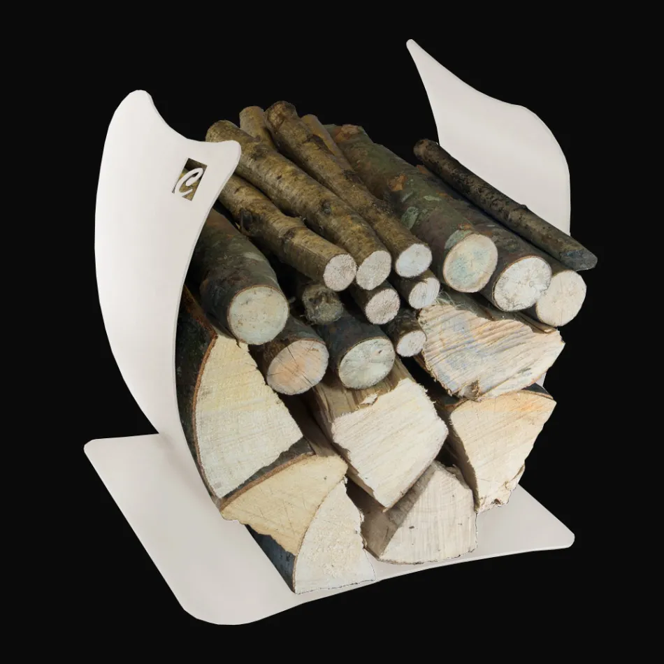 Vnitřní držák palivového dřeva z lakované oceli vyrobený v Itálii - Leopoldo Viadurini