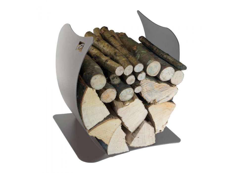 Vnitřní držák palivového dřeva z lakované oceli vyrobený v Itálii - Leopoldo Viadurini