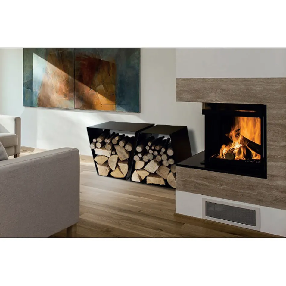 Moderní podlahový držák kulatiny z lakované oceli vyrobený v Itálii - Demetra Viadurini