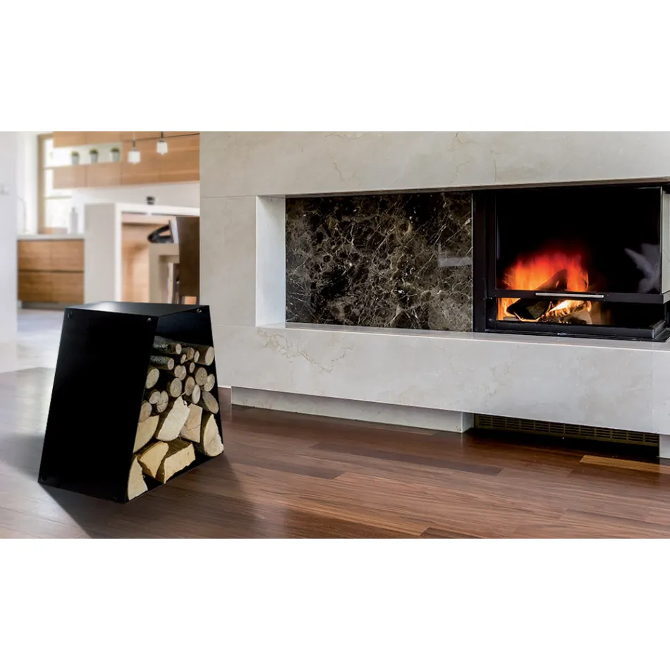 Moderní podlahový držák kulatiny z lakované oceli vyrobený v Itálii - Demetra Viadurini