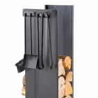 Designový držák palivového dřeva se 4 interiérovými nástroji vyrobenými v Itálii - Janet Viadurini