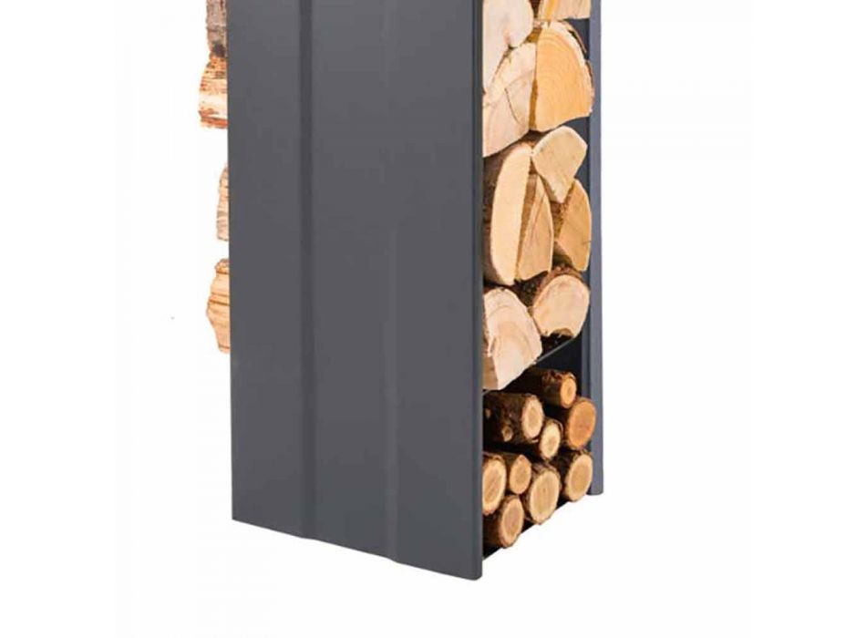 Designový držák palivového dřeva se 4 interiérovými nástroji vyrobenými v Itálii - Janet Viadurini