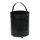 Kulatý držák na polena z ekokůže s kolečky Made in Italy - Chameleon Viadurini