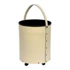 Kulatý držák na polena z ekokůže s kolečky Made in Italy - Chameleon Viadurini