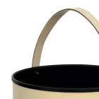 Kulatý držák na polena z ekokůže s kolečky Made in Italy - Chameleon Viadurini