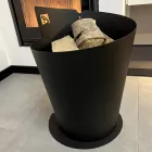 Kulatý držák dřeva pro interiér v černé oceli Italský moderní design - Favonio Viadurini