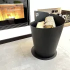 Kulatý držák dřeva pro interiér v černé oceli Italský moderní design - Favonio Viadurini