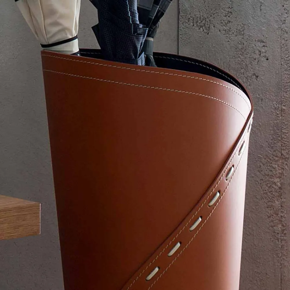 Moderní deštníkový stojan v regenerované kůže Katrina vyrobený v Itálii Viadurini