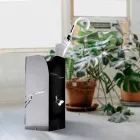 Černý deštník z plexiskla s 3D rytinami a dekoracemi, moderní design - Farfo Viadurini