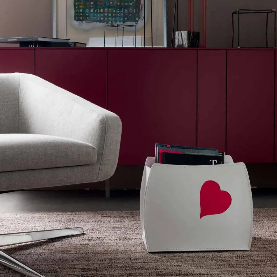 Stojan na design časopisů v kožené barvě s moderním designem Beatrice Viadurini