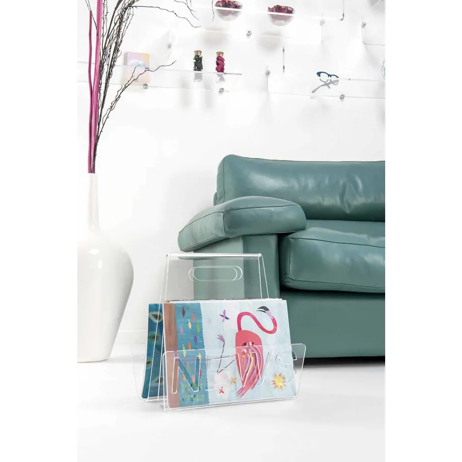 Černý nebo průhledný plexisklový designový časopis vyrobený v Itálii - Omar Viadurini