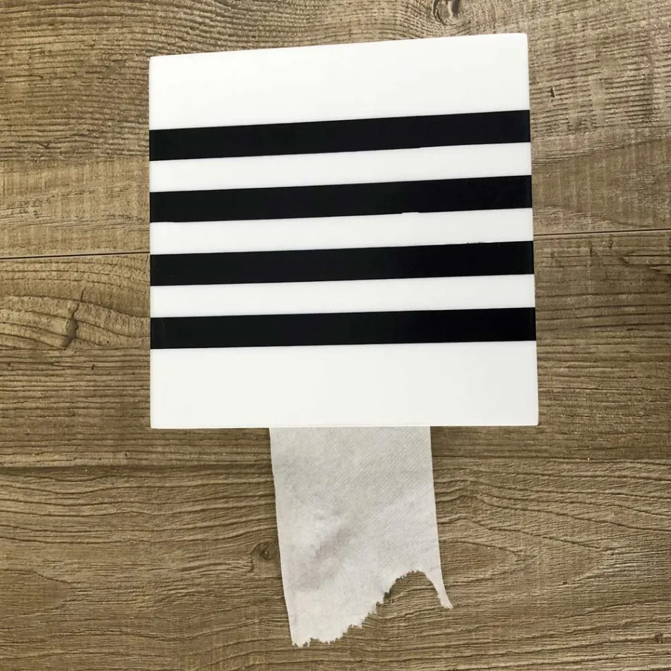 Držák do koupelny v bílém Corianu nebo s černými vložkami v italském designu - Elono Viadurini