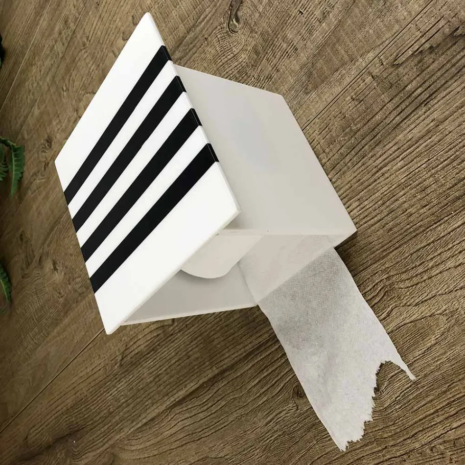 Držák do koupelny v bílém Corianu nebo s černými vložkami v italském designu - Elono Viadurini