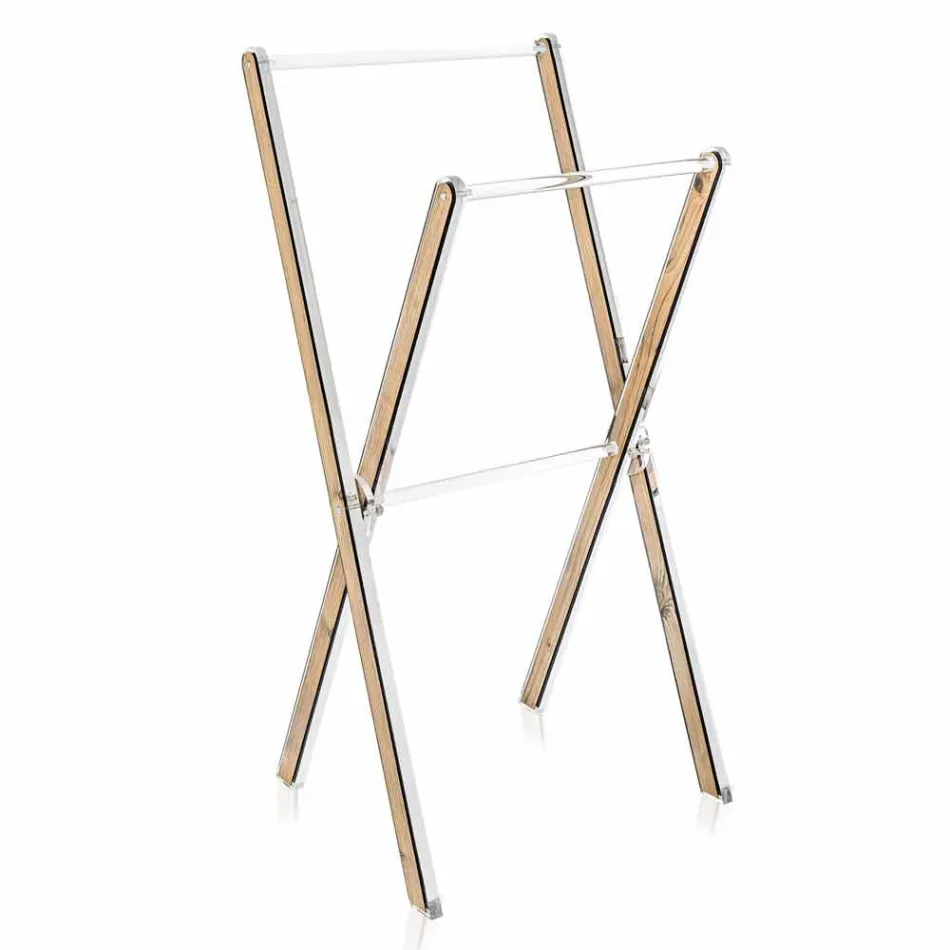 Designový stojan na ručníky v průhledném plexiskle nebo se dřevem - Stendio Viadurini