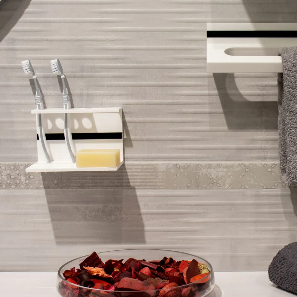 Držák na zubní kartáček do koupelny v provedení White Corian Design Made in Italy - Elono Viadurini