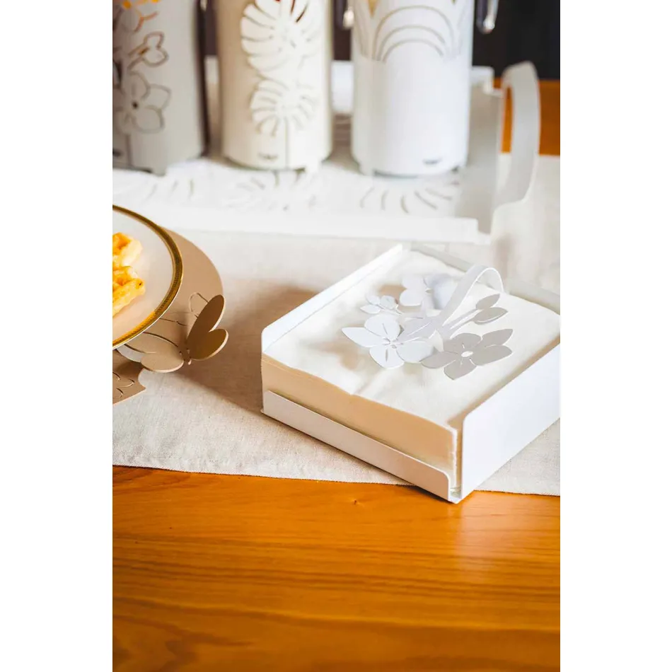 Moderní nízký květinový držák ubrousku v železné modré, bílé nebo bahenní - Marken Viadurini