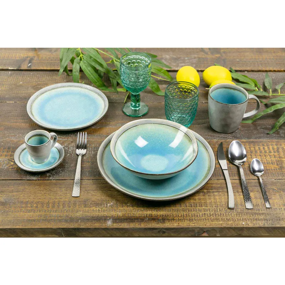 Design 24dílná příborová sada z želvové oceli - Rock Viadurini