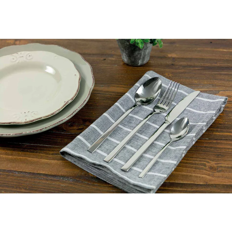 Design servírovací příbory z saténové oceli 24 kusů kompletní - fayette Viadurini