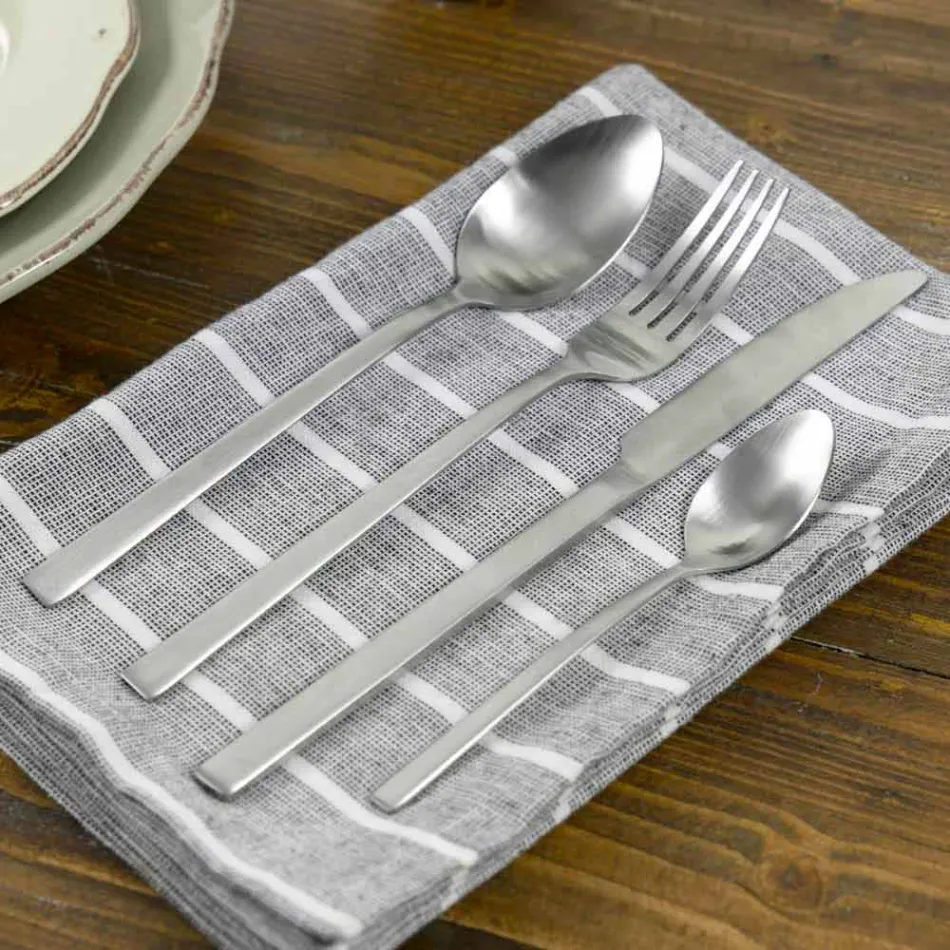 Design servírovací příbory z saténové oceli 24 kusů kompletní - fayette Viadurini