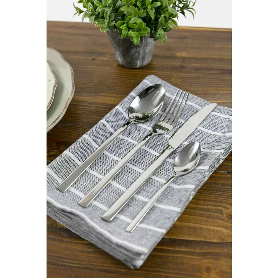 Design servírovací příbory z saténové oceli 24 kusů kompletní - fayette Viadurini