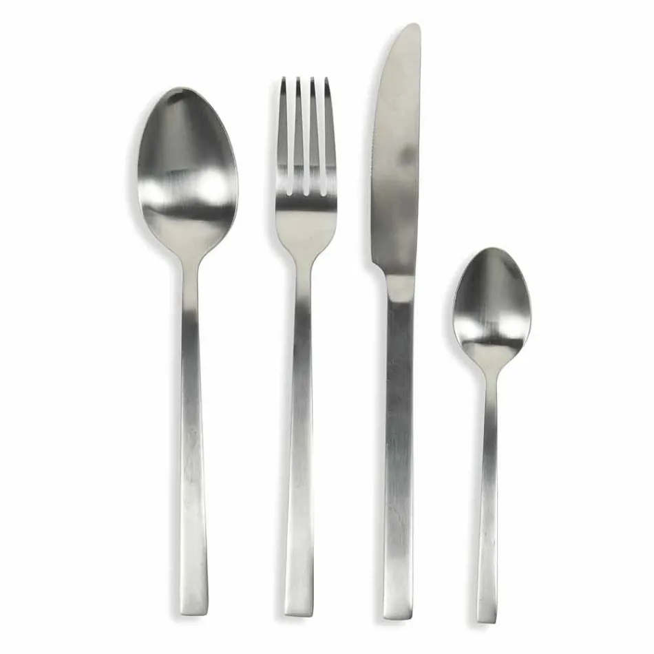 Design servírovací příbory z saténové oceli 24 kusů kompletní - Fayettepos Viadurini