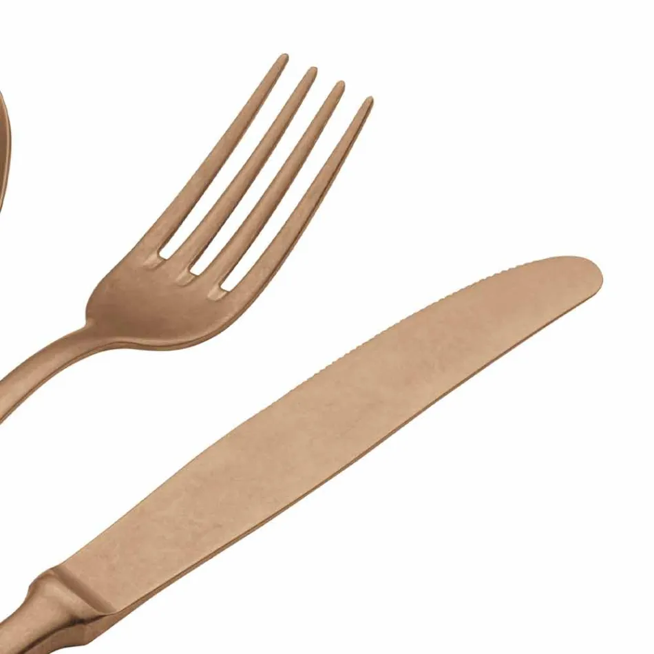 Luxusní designové ocelové příbory Vintage barevný efekt 24 kusů - tygr Viadurini