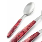 Ocelové a plastové příbory Barevný dekor Arabesque 24 ks - Alessandra Viadurini