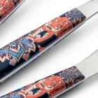 Ocelové a plastové příbory Barevná dekorace s tygrem 24 ks - Alessandra Viadurini