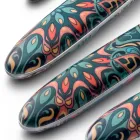 Ocelové a plastové příbory barevný květinový dekor 24 ks - Alessandra Viadurini