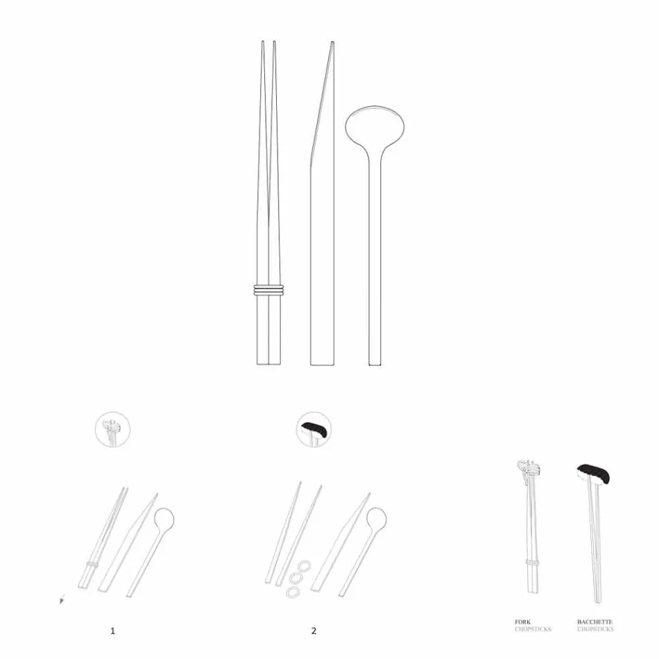 Příbory z nerezové oceli s hůlkami z italského luxusního designu - Carronde Viadurini