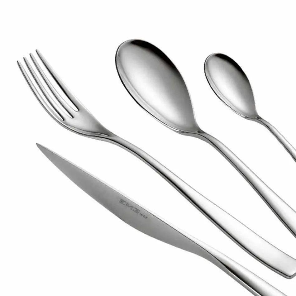 24dílný luxusní designový příbor z pískované nebo barevně leštěné oceli - plachý Viadurini