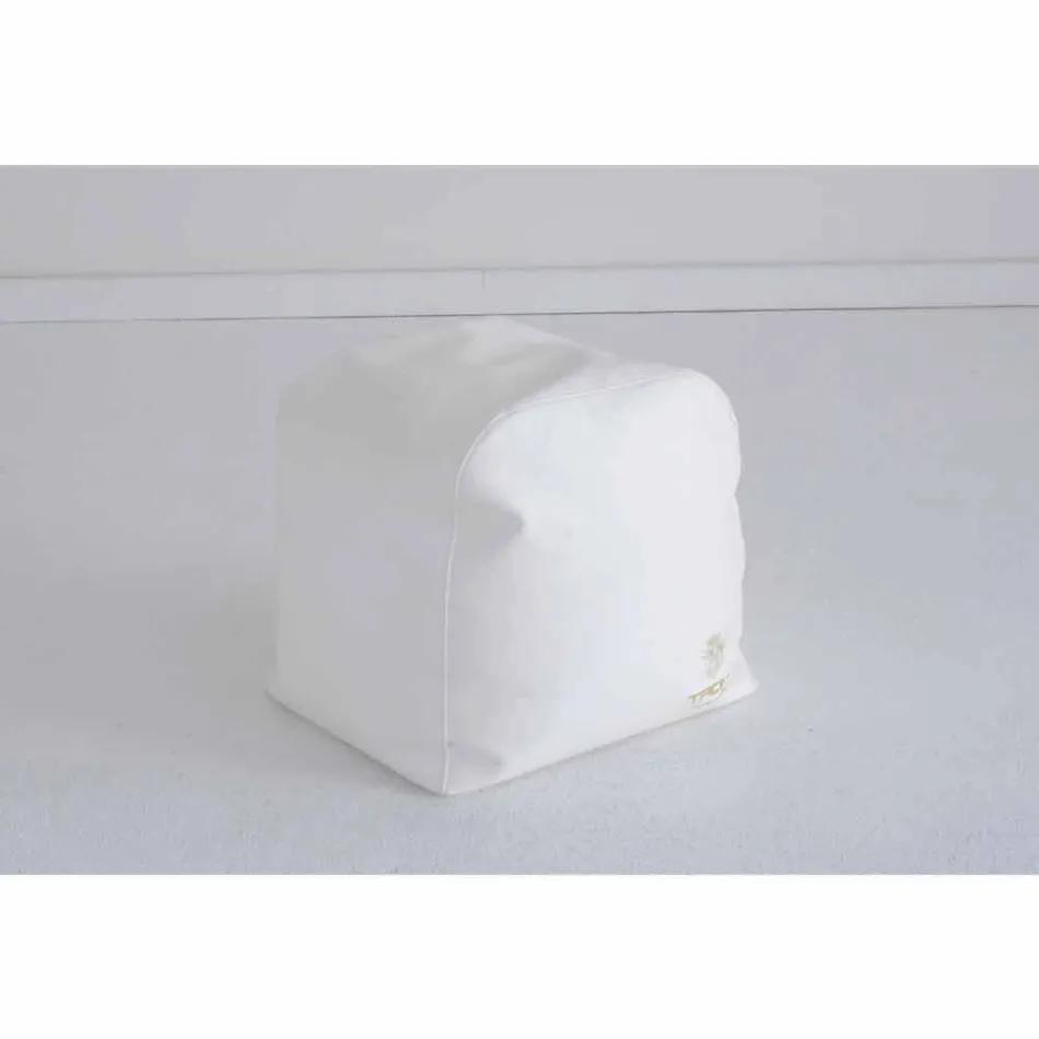 Pouf Cloud Trona design v bílé lodní koženkou vyrobené v Itálii Viadurini