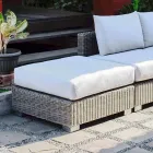 Pouf moderní exteriér v šedo-taupe Jaco polyetylénu, ruční Viadurini